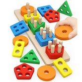 Montessori Toys for 1 to 3-Year-Old Boys Girls Toddlers, Wooden Sorting & Stacking Toys for Toddlers and Kids Preschool, Educational Toys, Color Recognition Stacker Shape Sorter, Learning Puzzles Gift