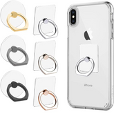 AIFUDA 6pcs Transparent Cell Phone Ring Holder, 360 Degree Rotation Finger Ring Grip Kickstand Compatible for Various Mobile Phones Smartphones, 3 Square & 3 Round Shape