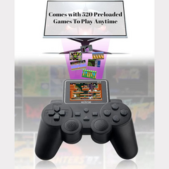 PlayingStation 520-in-1 Retro Games Handheld - Controller Console with Loads of Classic Arcade Games - Gamepad Console with AV TV Out (Black Single Player)