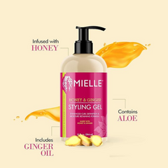Mielle Organics Honey & Ginger Styling Gel for Enhanced Curl Definition and Moisture Retaining with Aloe for Dry, Curly, Thick, and Frizzy Hair, Non-Sticky, 13 Ounces