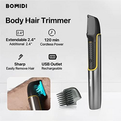 Bomidi HT1 Electric Body Hair Shaver Wireless Hair Shaver With Built-in Extension Handle USB Rechargeable Battery IPX6 Waterproof - Silver