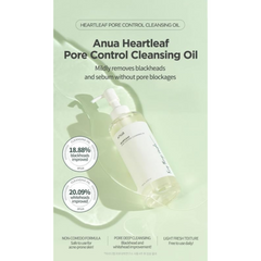 Original Anua Heartleaf Pore Controlling Cleansing Oil Korean Facial Cleanser, Daily Blackhead Removal, 6.76 fl oz / 200 ml