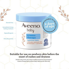 Aveeno Baby Eczema Therapy Nighttime Balm, with natural Colloidal Oatmeal and Dimethicone for Dry Skin and Baby Eczema Relief, 11 oz., No Artificial Color