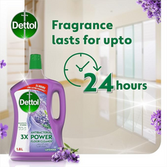 Dettol Antibacterial Power Floor Cleaner (Kills 99.9% of Germs), Lavender Fragrance, Can be Paired with Vacuum Cleaner for Cleaner and Shinier Floors, 1.8L, Twin Pack
