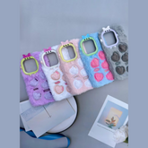 Cartoon Sweet Love Lens Fluffy Fuzzy Plush Fur Case for iPhone 15 Pro Max Love Heart Winter Warm Cute Soft Cover (Color : Multicolor)