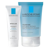 La Roche-Posay Acne Skin Care Set | Toleriane Double Repair Matte Moisturizer 75ml & Effaclar Medicated Gel Cleasner 100ml | Gel Moisturizer with Niacinamide & Acne Cleasner with Salicylic Acid