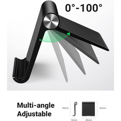 UGRREN Phone Stand【Foldable & Portable】iPhone Stand for Desk Plane Mobile Stand Adjuatble Cell Phone Stand for Office Phone Holder Desk Mount Compatible with iPhone 15/14/13/12 Galaxy S24/S23 (Black)