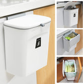 2.4 Gallon Kitchen Compost Bin for Counter Top or Under Sink, Hanging Small Trash Can with Lid for Cupboard/Bathroom/Bedroom/Office/Camping, Mountable Indoor Compost Bucket, Coffee
