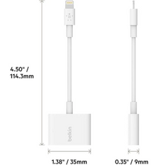 Belkin Audio & Charge Rockstar 3.5 mm iPhone Adapter (iPhone Aux Adapter, iPhone Charging Adapter for iPhone)