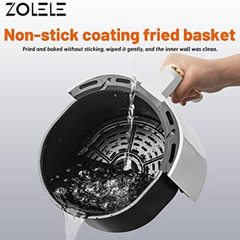 Zolele ZA004 Electric Air Fryer 4.5L Capacity Non-Stick Coating Frying Basket Knob Control Temperature 80-200 Degree Celsius 4D Hot Air Circulation Pull Pan Automatic Power Off s1400W Power - White