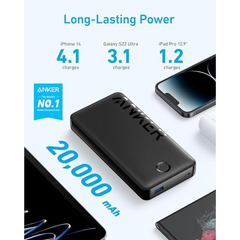 Anker Power Bank, 325 Portable Charger (PowerCore 20K II), 20,000mAh Battery Pack with 2-Port, 15W High-Speed Charging for iPhone, Samsung Galaxy, and More