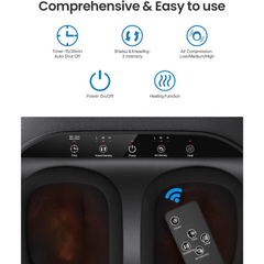 RENPHO Foot Massager Machine with Heat and Remote, Shiatsu Deep Kneading, Delivers Relief for Tired Muscles and Plantar Fasciitis,Fits feet up to Unisex Size 12-Black
