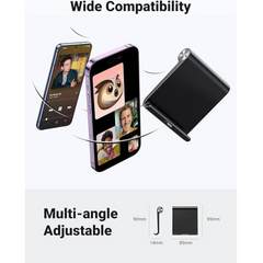 UGRREN Phone Stand【Foldable & Portable】iPhone Stand for Desk Plane Mobile Stand Adjuatble Cell Phone Stand for Office Phone Holder Desk Mount Compatible with iPhone 15/14/13/12 Galaxy S24/S23 (Black)