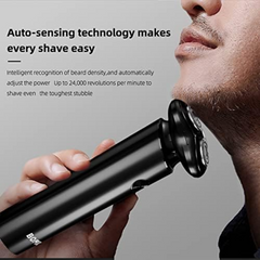 Bomidi M7 Electric Shaver Triple Floating Blades Wet & Dry Low Noise Shaver Quick Release Anti-Pinch Whisker 3D Floating Cutter Heads IPX7 Waterproof Facial Beard Trimmer Type-C Charger - Black