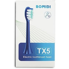 Bomidi TX5-2 Electric Toothbrush Head Soft Toothbrush (2 Pieces Replacement Head Brush) Soft Bristle Long Lasting Brush Head Compatible For TX5 Electric Toothbrush - Blue