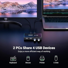 UGREEN US216-30768B 2 In 4 Out USB 3.0 Sharing Switch Box with 2 x 1.5 metre USB cable - Black