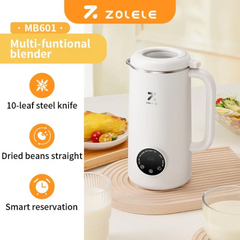 ZOLELE MB601 Multi-Funtional Juice Blender & Electric Kettle with 10 Stainless Steel Blades, 4 Blending Modes 600ml Capacity Makes Smoothies, Juices and Hot Water in Seconds and Easy to Clean - White