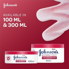 Johnson’s Glycerin Cream for Cracked Skin, 300ml, Enriched with Vitamin E, for Dry and Cracked Areas, Soothing and Repairing Formula, Helps to Relieve Cracked and Dry Skin in Just One Application