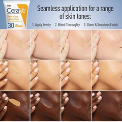 CeraVe Hydrating Mineral Sunscreen with Sheer Tint | Tinted Mineral Sunscreen with Zinc Oxide & Titanium Dioxide | Blends Seamlessly For Healthy Glow | Tinted Moisturizer with SPF 30 | 1.7 Fluid Ounce