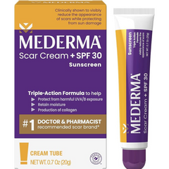 Mederma Scar Cream Plus SPF 30, Sunscreen, Protects from Sun Damage, Reduces the Appearance of Scars, 0.7 Ounce, 20 grams (Packaging May Vary)