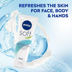 NIVEA Moisturising Cream, Soft Refreshing for Face Body Hands, Fast Absorbing, Tube 3x75ml