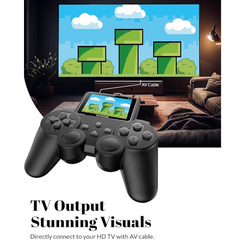 PlayingStation 520-in-1 Retro Games Handheld - Controller Console with Loads of Classic Arcade Games - Gamepad Console with AV TV Out (Black Single Player)