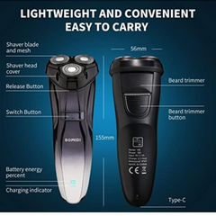 Bomidi M5 Electric Shaver Wireless Electric Razor Beard Trimmer Wet & Dry Hair Shaver Rechargeable Type-C IPX7 Waterproof Long Battery Life - Black