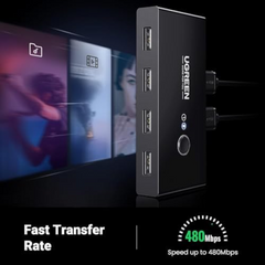 UGREEN US216-30768B 2 In 4 Out USB 3.0 Sharing Switch Box with 2 x 1.5 metre USB cable - Black