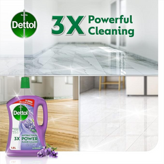 Dettol Antibacterial Power Floor Cleaner (Kills 99.9% of Germs), Lavender Fragrance, Can be Paired with Vacuum Cleaner for Cleaner and Shinier Floors, 1.8L, Twin Pack
