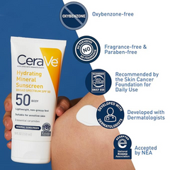 CeraVe 100% Mineral Sunscreen SPF 50 | Body Sunscreen with Zinc Oxide & Titanium Dioxide | Hyaluronic Acid & Ceramides | Oil Free & Non-Greasy | Hydrating Mineral Sunscreen For Body | 5 oz