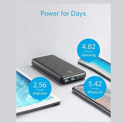 Power Bank, PowerCore Essential 20000mAh Portable Charger with PowerIQ Technology and USB-C (Input Only), High-Capacity External Battery Pack Compatible with iPhone, Samsung, iPad, and More 20 watt Black