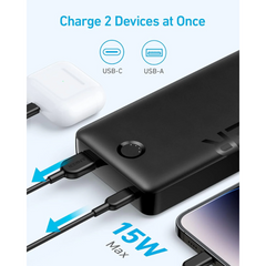 Anker Power Bank, 325 Portable Charger (PowerCore 20K II), 20,000mAh Battery Pack with 2-Port, 15W High-Speed Charging for iPhone, Samsung Galaxy, and More