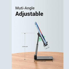 UGREEN Phone Stand, Height Adjustable Phone Holder, Aluminum Foldable iPhone Stand for Desk, Stable Mobile Stand Holder Compatible with Most Phones, iPhone 15 Pro/Pro Max, Samsung Galaxy, iPad Black