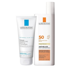 La Roche-Posay Anthelios Tinted SPF 50 Sunscreen & Toleriane Gentle Cleanser Travel Set - With Titanium Dioxide & Niacinamide