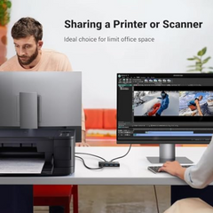 UGREEN US216-30768B 2 In 4 Out USB 3.0 Sharing Switch Box with 2 x 1.5 metre USB cable - Black