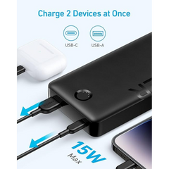Anker Power Bank, 325 Portable Charger (PowerCore 20K II), 20,000mAh Battery Pack with 2-Port, 15W High-Speed Charging for iPhone, Samsung Galaxy, and More