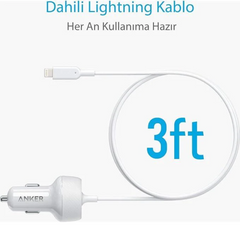 Anker A2214H21 PowerDrive 2 Elite with Lightning Connector UN - White (Pack of1)