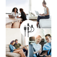 Anker Powerline II Charging Cable with Enhanced Durability USB A To 3 In 1 Sync & MiFi Certified Fast Charge For All USB A, USB C, And Micro USB Devices 3ft Black, A8436H11