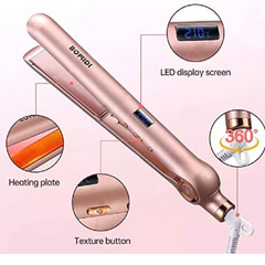 Bomidi HS1 Electric Hair Straightening Iron Multi-level Temperature Adjustment Digital Screen 45W - Pink