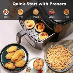 Zolele ZA005 Electric Air Fryer 6L Large Capacity Non Stick Frying Basket Oil-less Cooker Digital Touch Control Panel 360 Degree Hot Air Circulation 6 Preset Cooking Mode Electric Cooker 1500W - Black