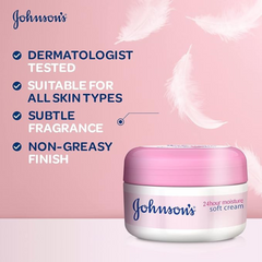 Johnson's Body Cream, 24 HOUR Moisture, Soft, 300ml