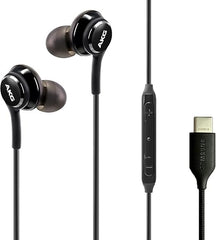 SAMSUNG AKG Earbuds Original USB Type C in-Ear Earbud Headphones with Remote & Mic for Galaxy A53 5G, S22, S21 FE, S20 Ultra, Note 10, Note 10+, S10 Plus - Braided - Includes Velvet Pouch - Black