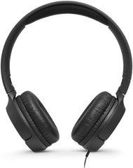 JBL Tune 500 Wired On-Ear Headphones, Deep JBL Pure Bass Sound, 1-Button Remote/Mic, Lightweight and Foldable Design, Tangle-Free Flat Cable, Voice Assistant - Black, JBLT500BLK, Medium