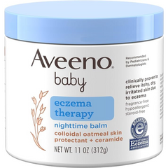 Aveeno Baby Eczema Therapy Nighttime Balm, with natural Colloidal Oatmeal and Dimethicone for Dry Skin and Baby Eczema Relief, 11 oz., No Artificial Color