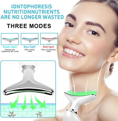 Neck Face Beauty Device, Skin Care Facial Massager, 3 in 1 Portable Face Massager for Skin Care, V-Shaped Firming EMS Vibration Facial Massager, Face Sculpting Tool, Vibration, Thermal, Microcurrent