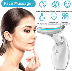 Neck Face Beauty Device, Skin Care Facial Massager, 3 in 1 Portable Face Massager for Skin Care, V-Shaped Firming EMS Vibration Facial Massager, Face Sculpting Tool, Vibration, Thermal, Microcurrent
