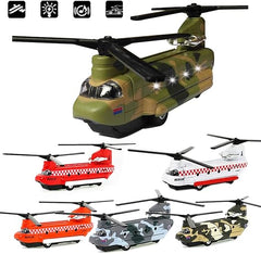 CORPER TOYS Helicopter Military Aircraft Die Cast Air Plane Army Air Force Transport Airplane Pull Back Toy Vehicle with Lights and Sounds for Kids Boys Girls