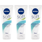 NIVEA Moisturising Cream, Soft Refreshing for Face Body Hands, Fast Absorbing, Tube 3x75ml
