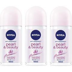 Nivea Antiperspirant Roll-on for Women, Pearl & Beauty Pearl Extracts, 3x50ml