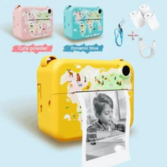 MINIBEAR Instant Camera for Kids, Digital Camera for Girls, Toddler Camera with Print Paper, 40MP Video Child Selfie Toy Camcorder, 2.4 Inch Screen, 32GB TF Card (Sky Blue)
